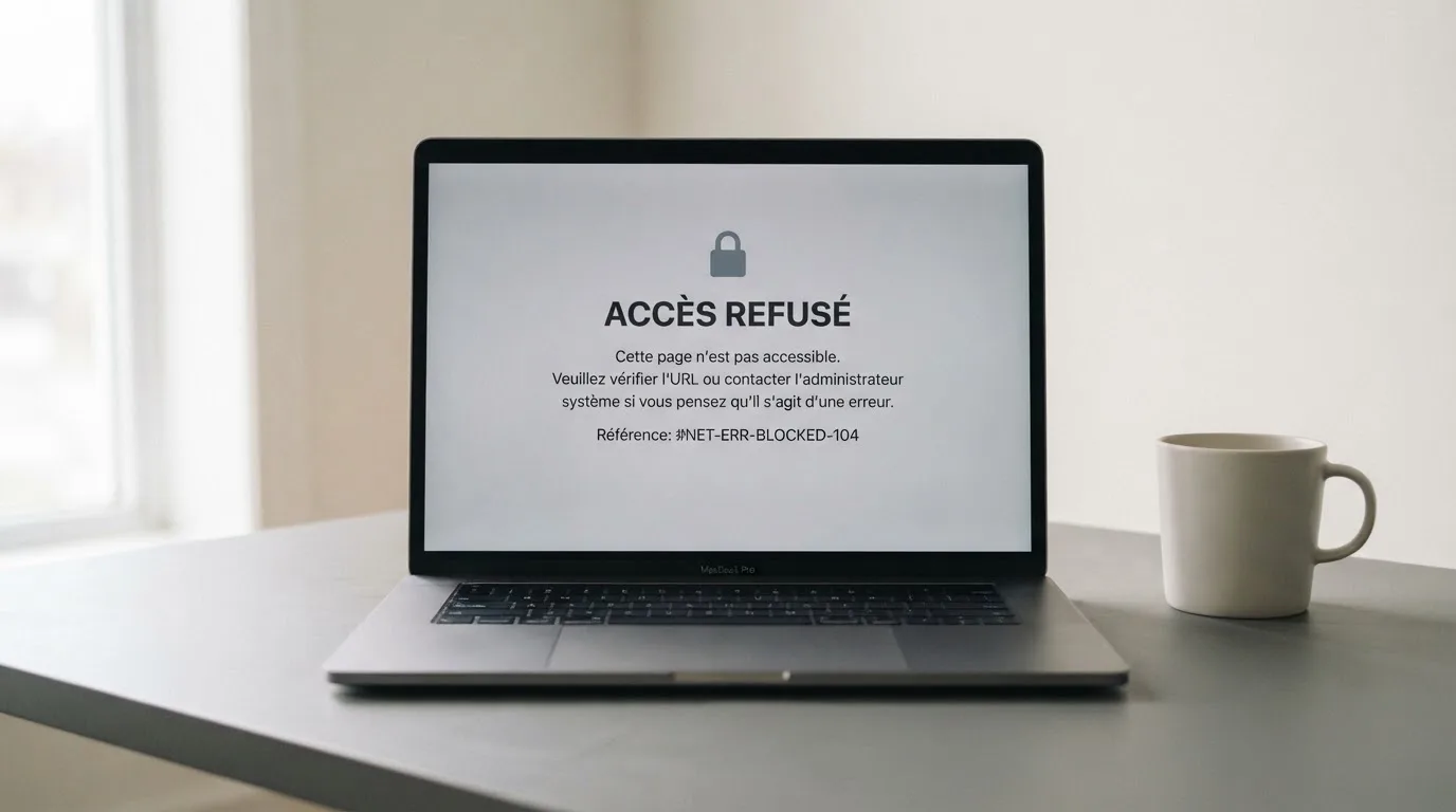 Un écran de navigateur affichant un message d'accès bloqué à la place d'un site de jeu