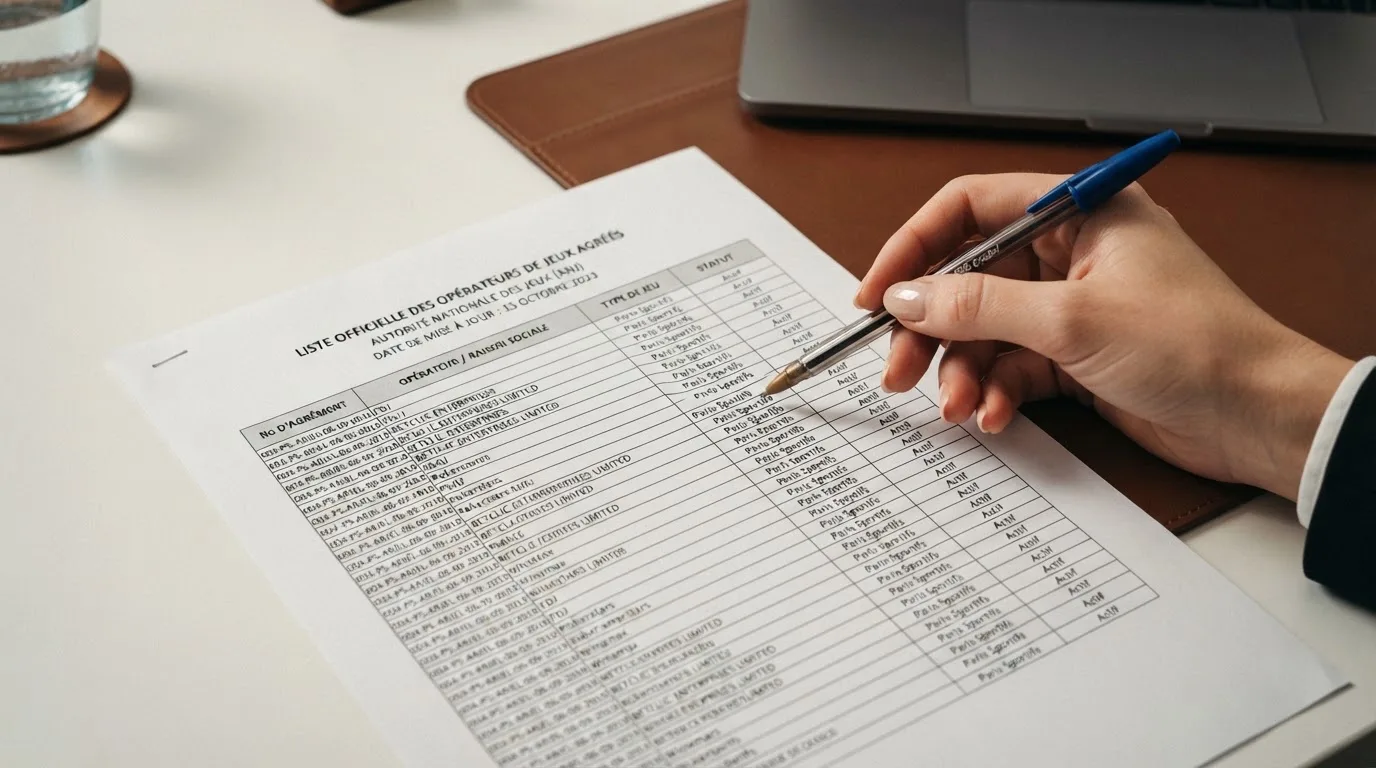 document réglementaire présentant la liste des opérateurs de jeux agréés en France