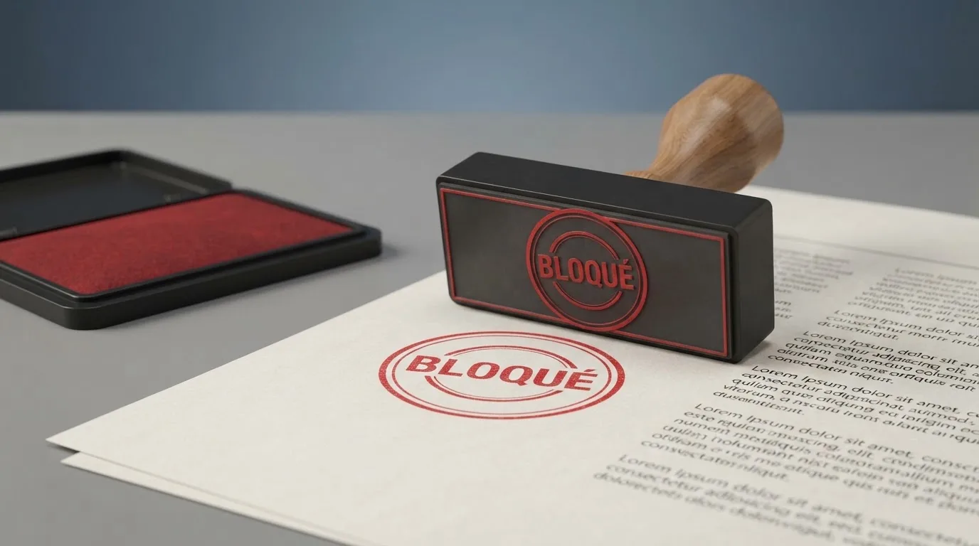 Illustration schématique du processus administratif de blocage d'un site de jeu par un régulateur, sans marque visible