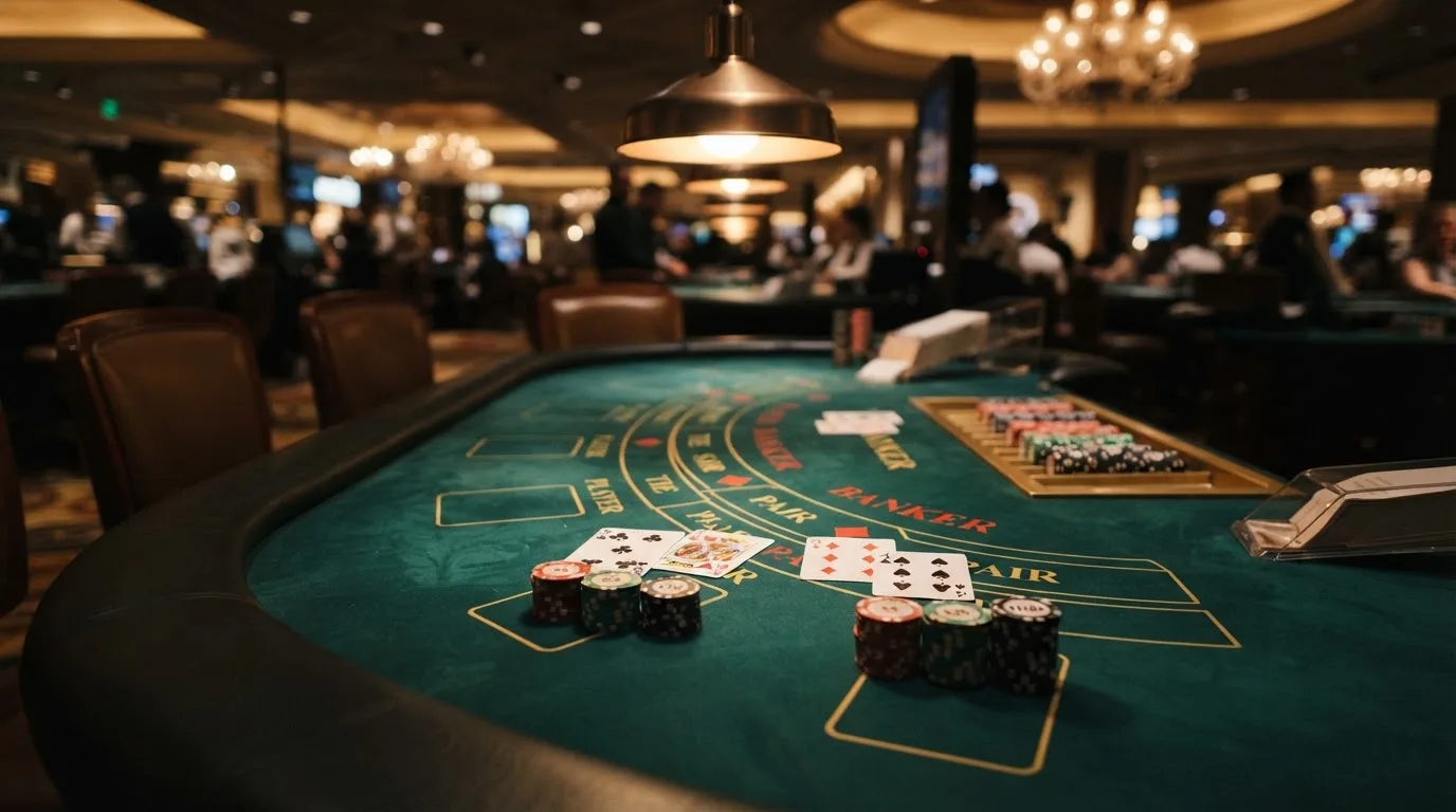 Table de baccara et jeux de cartes dans une salle de casino