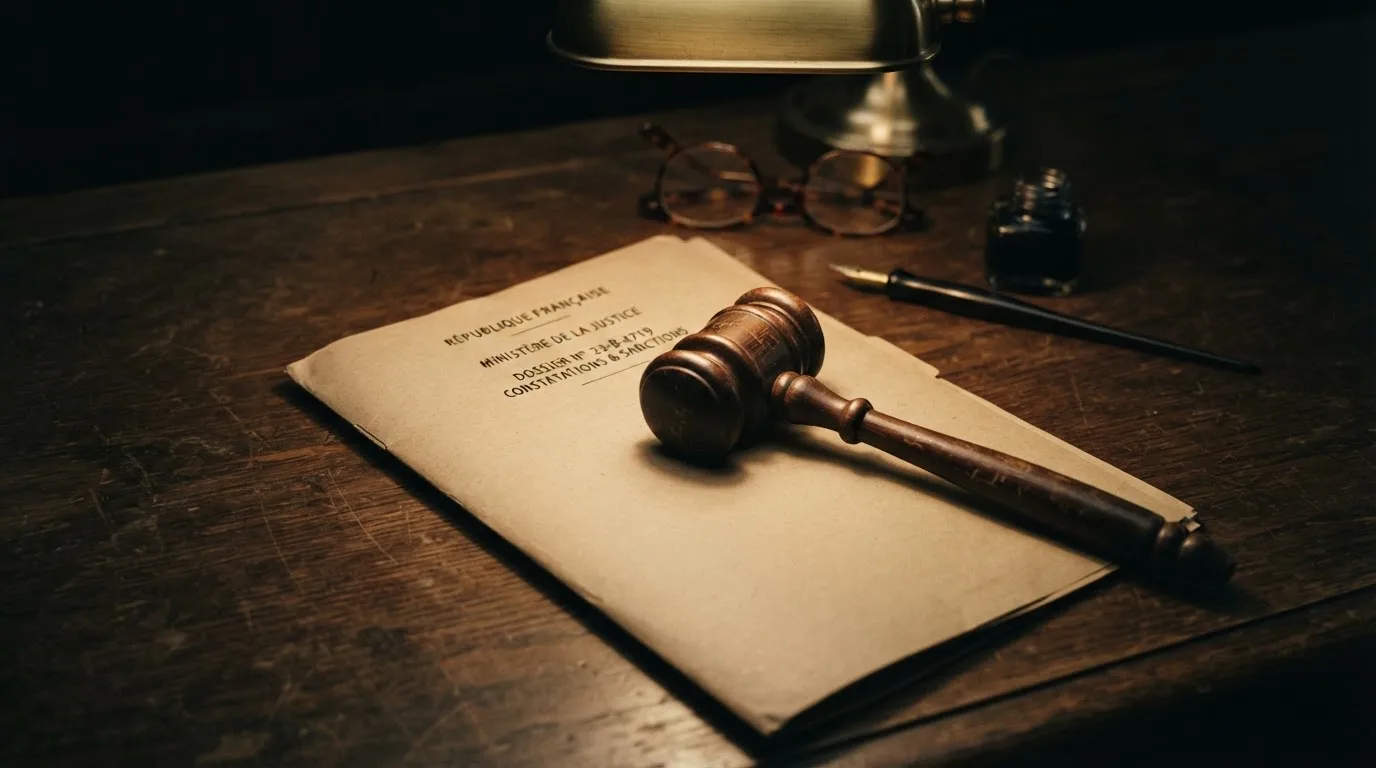 A gavel resting on a folder marked with a legal document, symbolizing regulatory enforcement