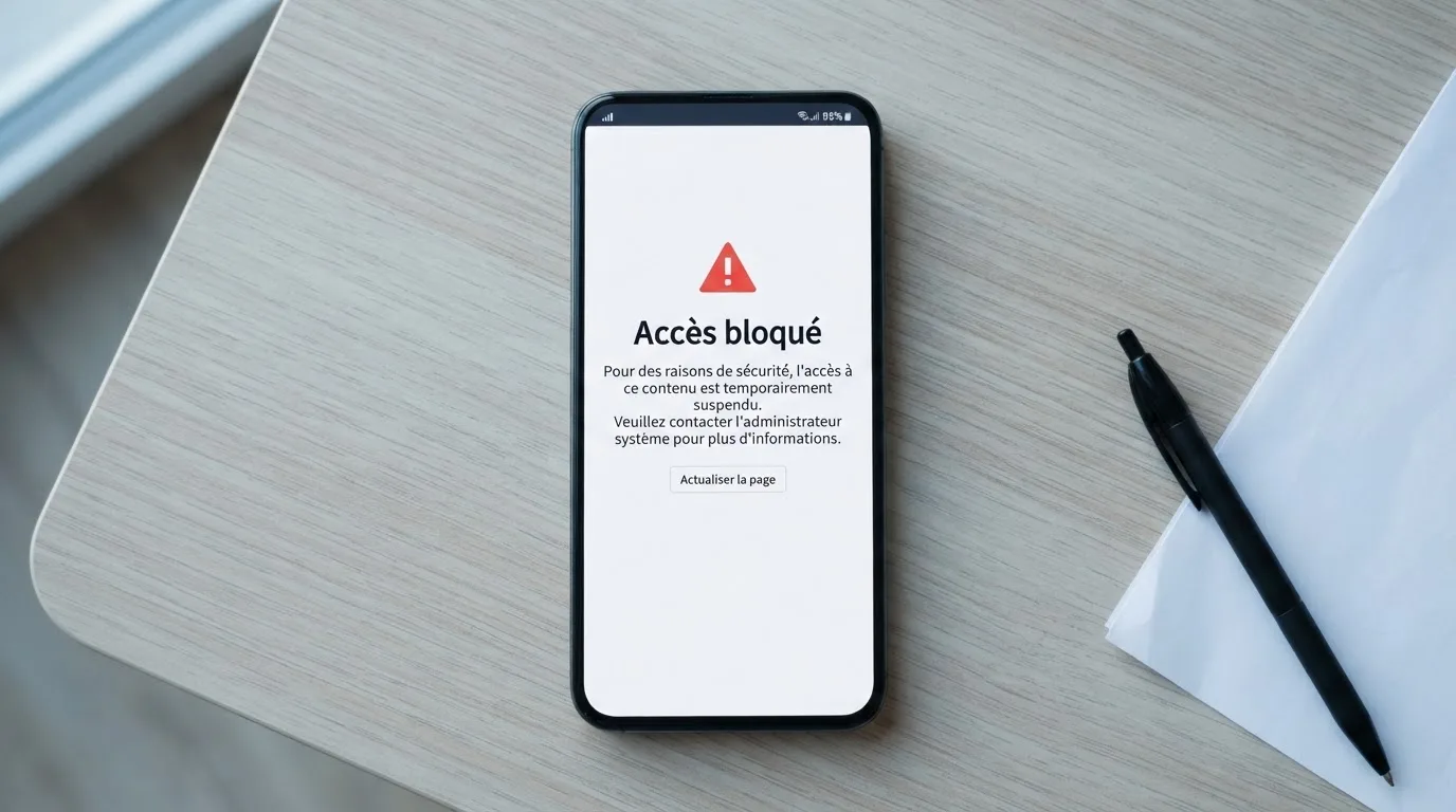 Une page de liste noire de sites bloqués affichée dans un navigateur, avec une colonne de dates