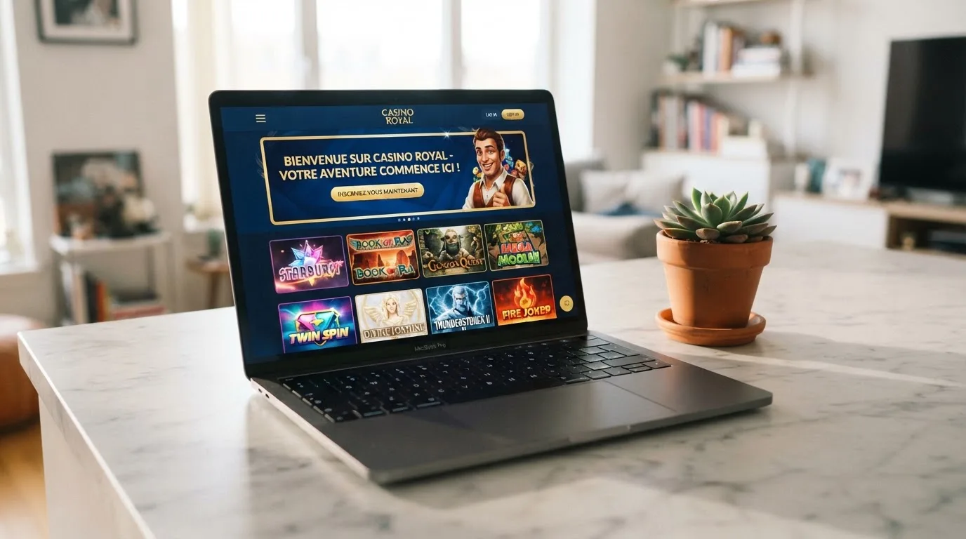 L'interface d'un casino en ligne récemment lancé affichant une bannière de bienvenue destinée aux nouveaux joueurs français.